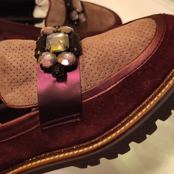 GADEA By Lodi Rhinestone Purple/Burgandy Suede Chunky Loafers, 39 8-8.5 -  NWOT - Picture 5 of 16